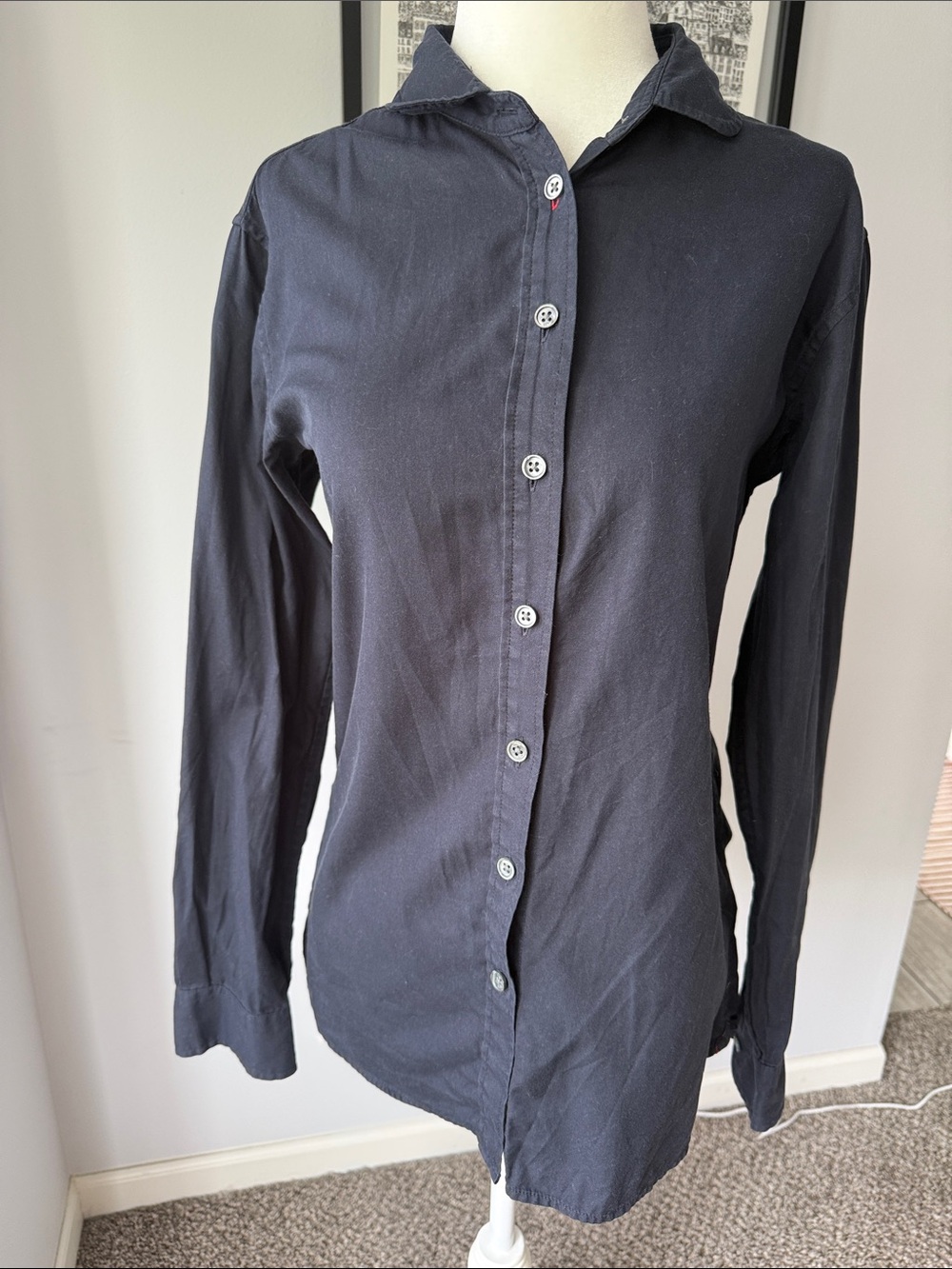 Ines De La Fressange Uniqlo Women's Cotton Button-Down Shirt — Navy